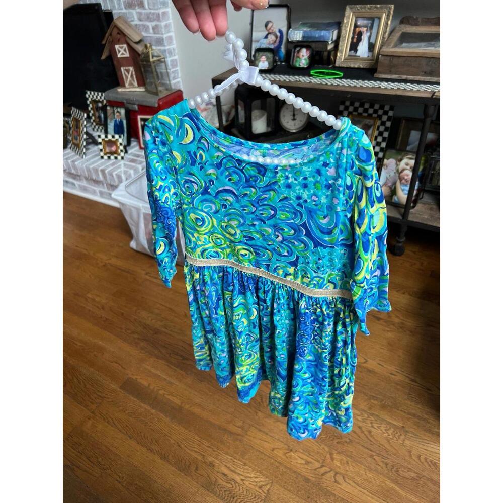 Lilly Pulitzer Girl's‎ Blue/Green Lagoon Angelina Dress size 6-7